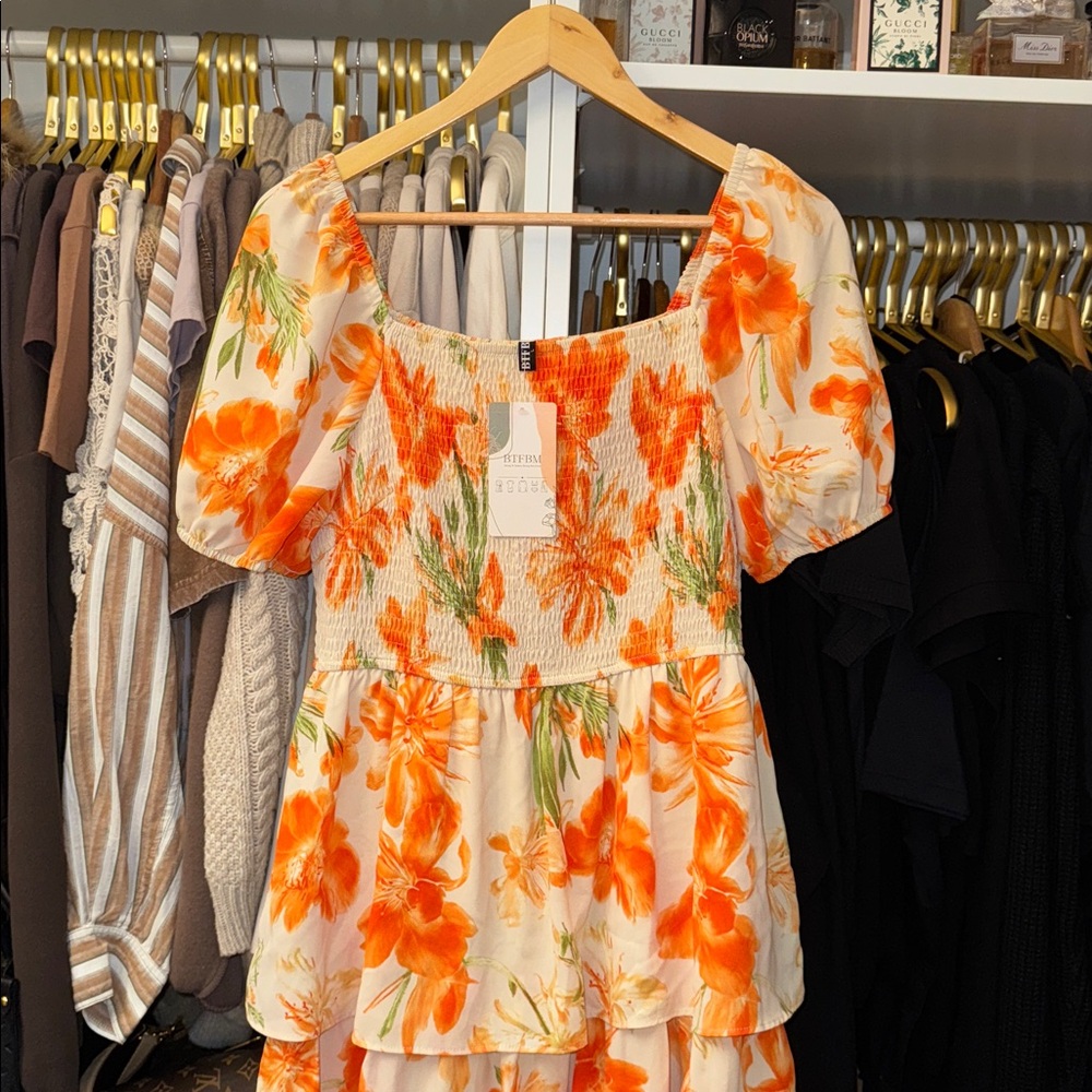 Btfbm  Floral Smocked Maxi Dress - Picture 2 of 4